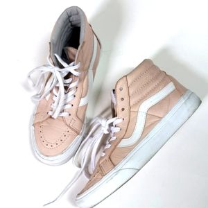 Vans, light peach high top leather high top sneakers. Sz 7